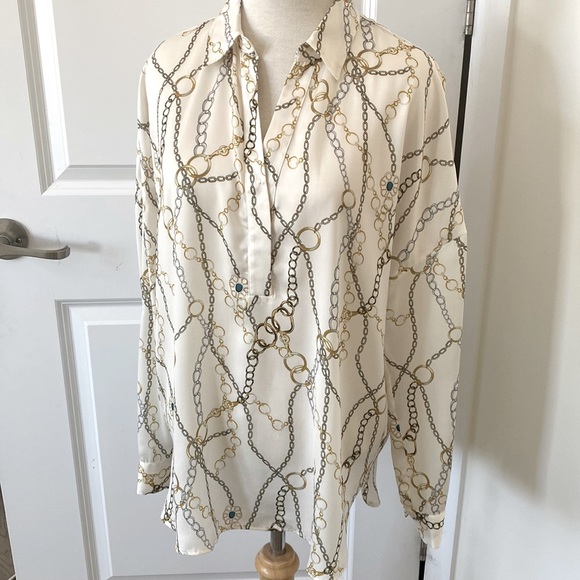 Mango Violeta- retro classic (silk like)blouse - Picture 1 of 8